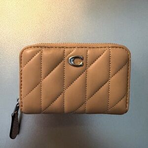 Coach Tan Quilted Pillow Zip Around Women's Wallet NWOT